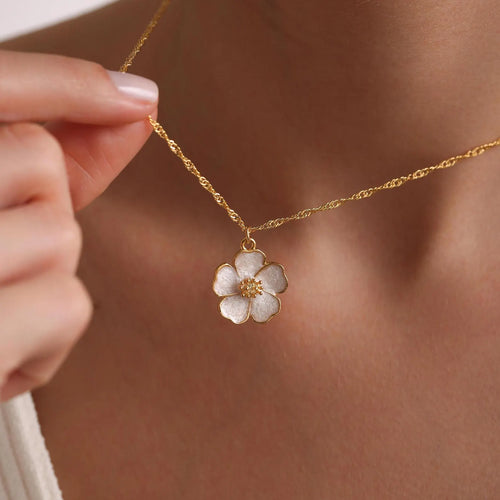 Enamel Sakura Flower Necklace